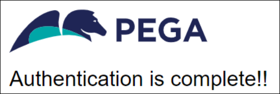 The authentication completion message from Pega.