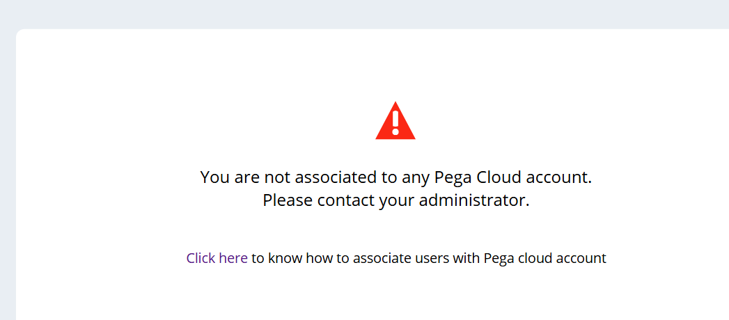 Pega cloud access error screen