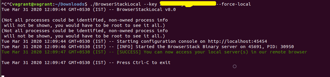 BrowserStack local command