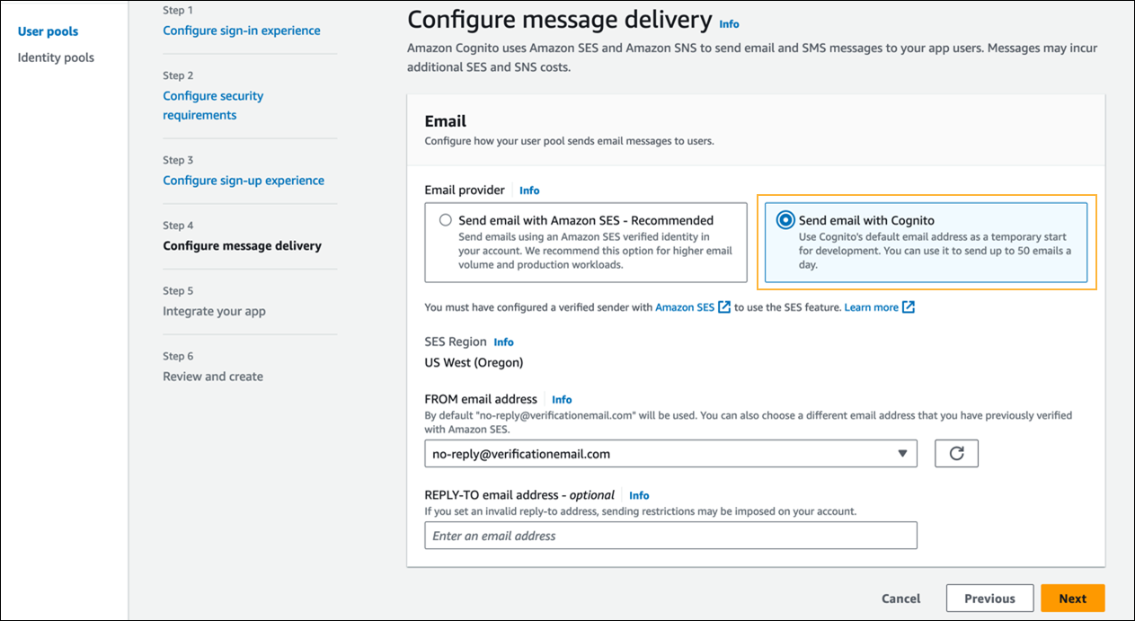 Configure message delivery.