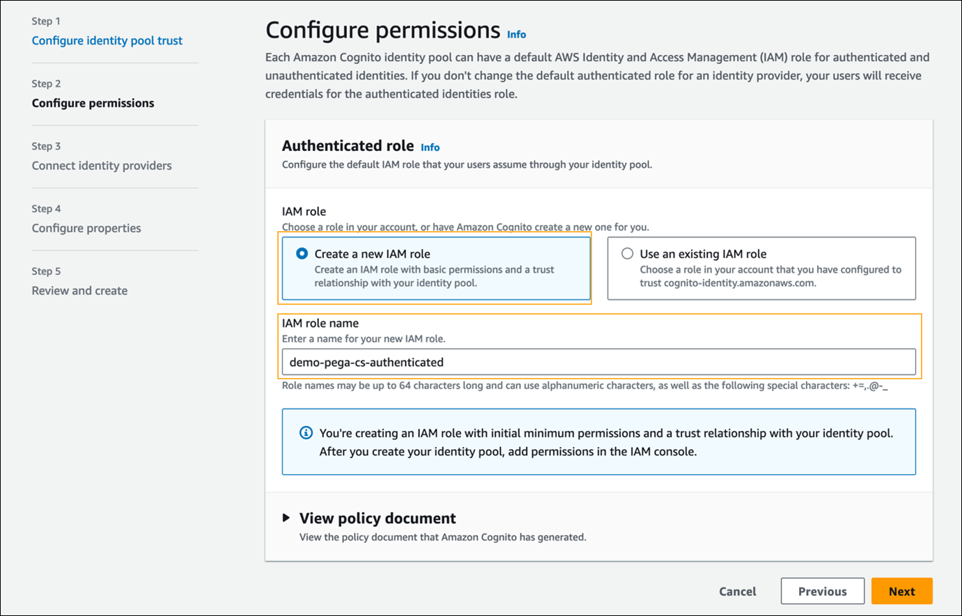 Configuring permissions.