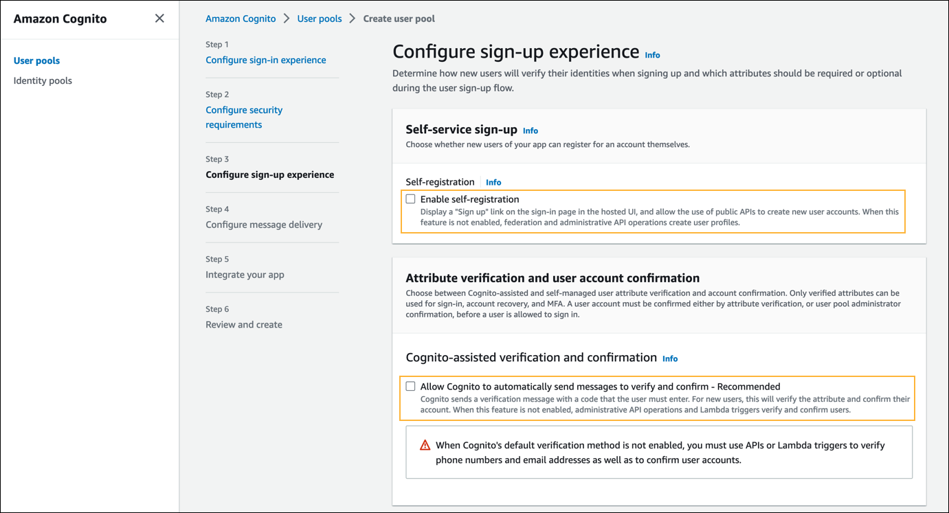 Configure sign-up experience.