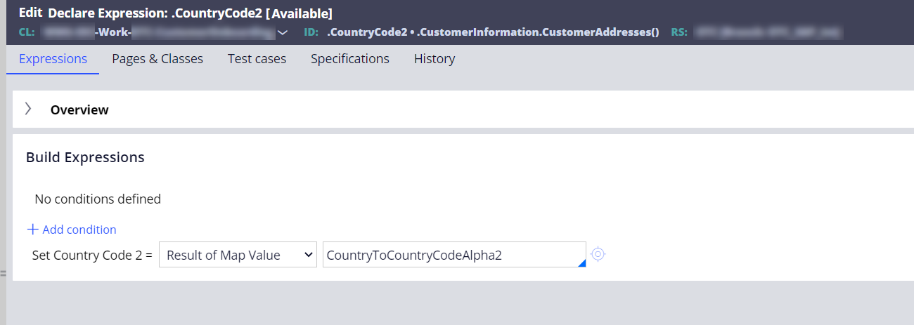 Country Code Declare Expression