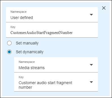 The Customer audio start fragment number key.