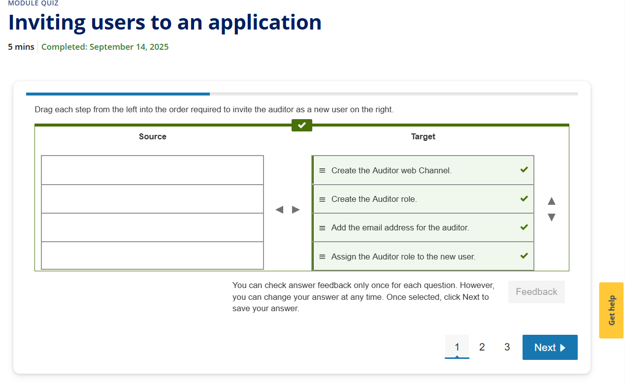 Module quiz screenshot