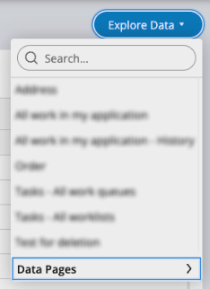 Data page in a sub menu