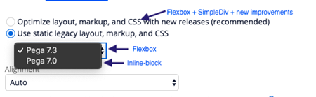 Flexbox setting Use static legacy layout, markup, and CSS