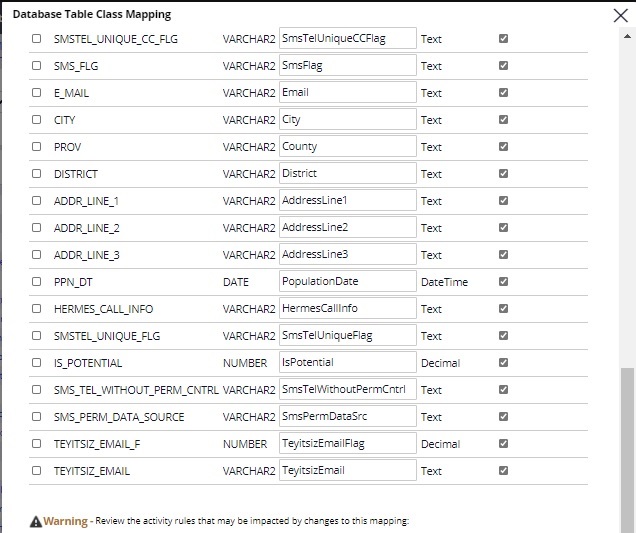 dev db mapping