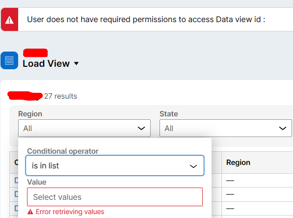 Error when Data page sourced property is added in promoted filter