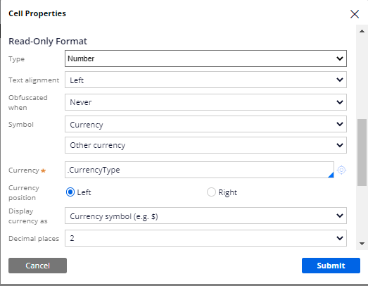 property- presentation tab