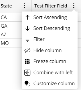 field with filter option