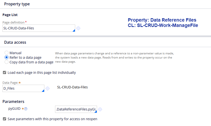 Figure 4 – Data reference files property details in Dev Studio, note D_Files page is identified by pyGUID key