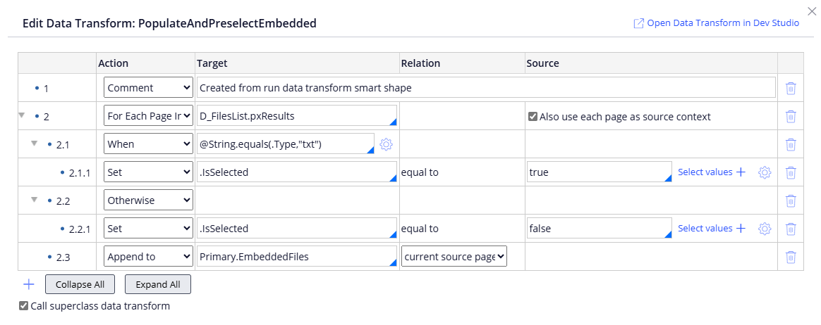 Figure 8 - PopulateAndPreselectEmbedded Data Transform (Preselect embedded step)