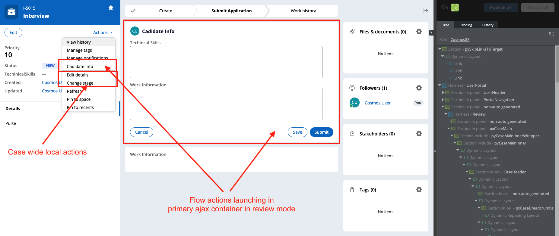 Flow action in review mode