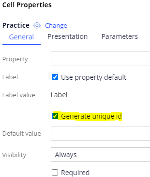 Generate Unique ID Check box