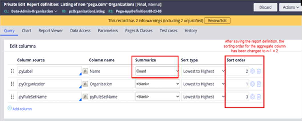 The sort order should have been set to 3 for the .pyLabel Aggregate column