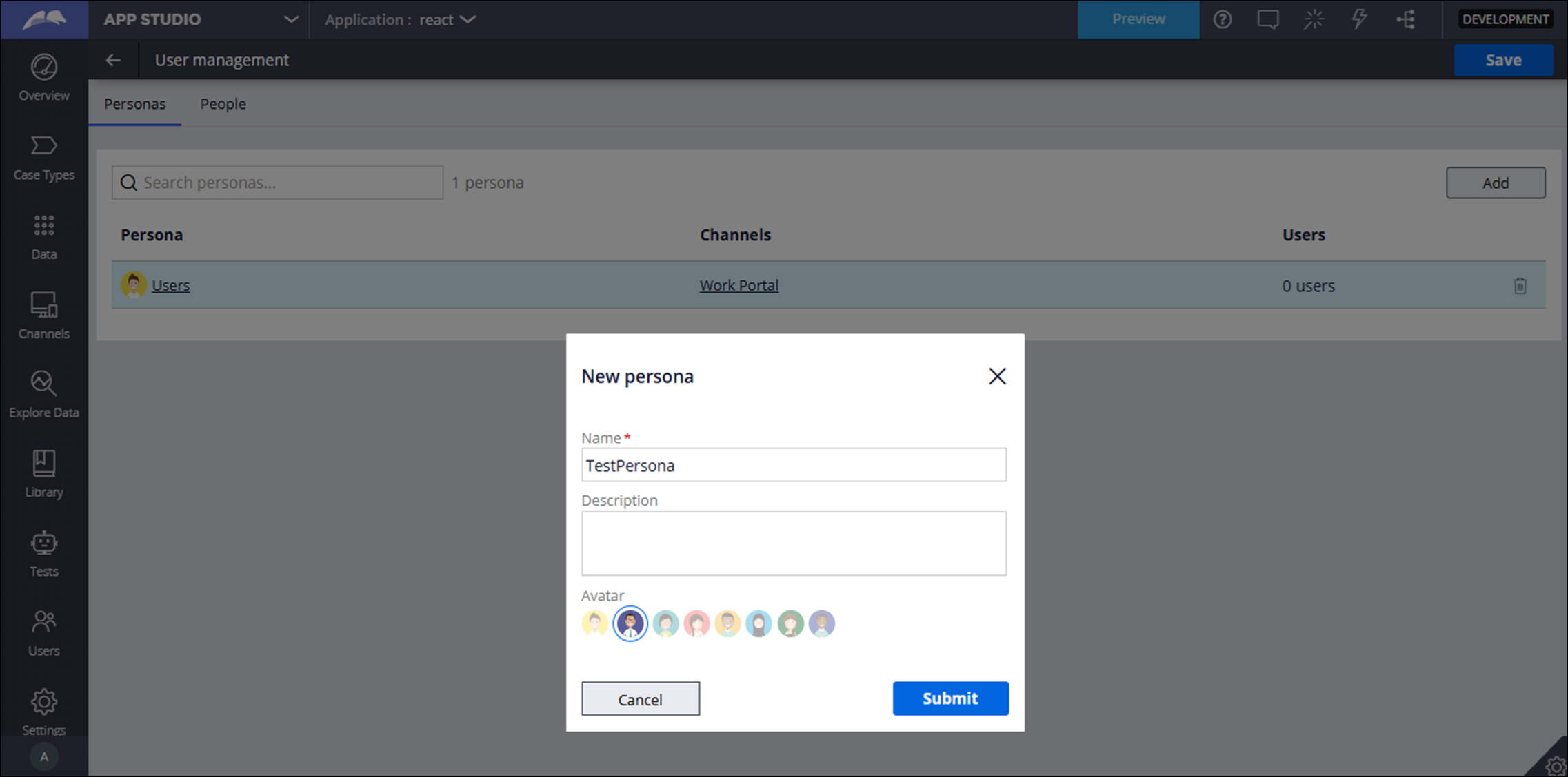 Creating a persona for a different user
