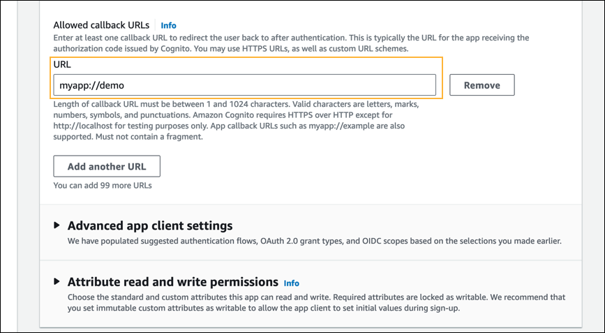 Integrate your app - Allowed callback URLs field.