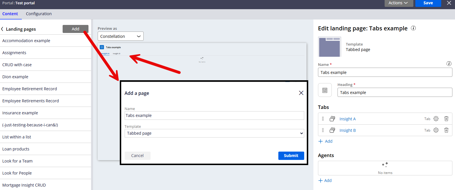 tabbed template