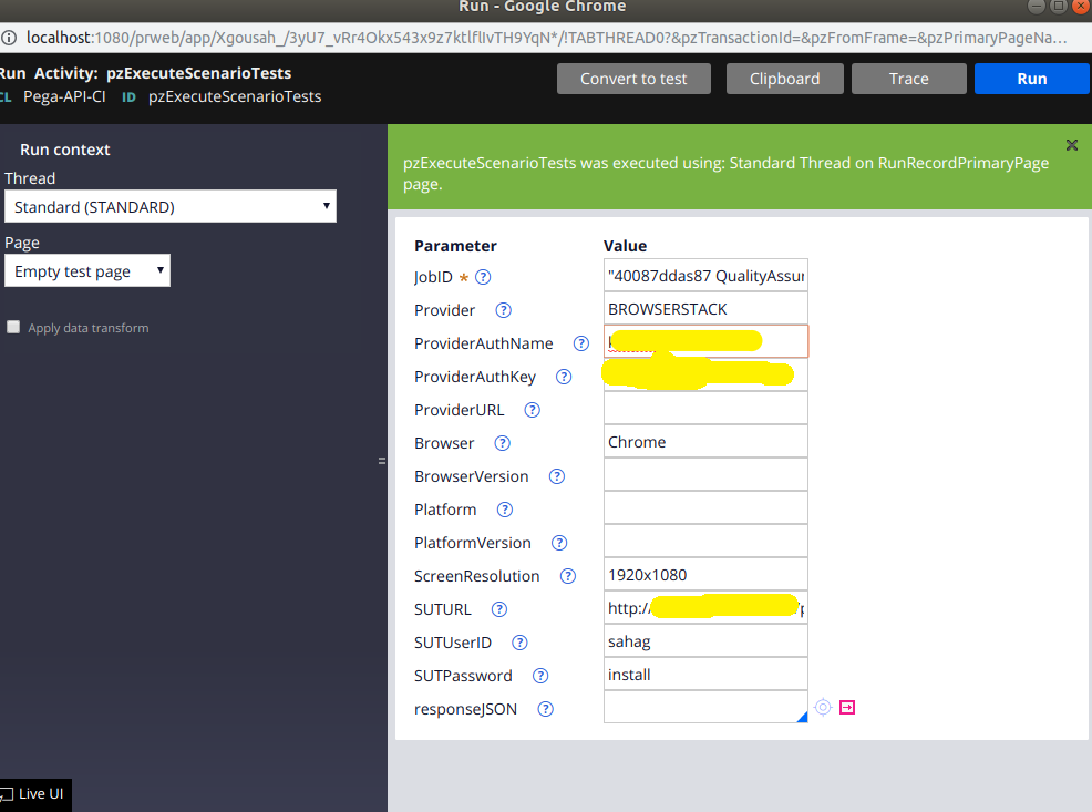 Scenario test service params