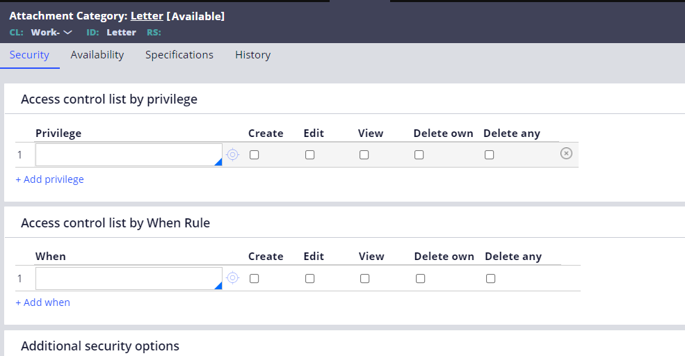 attachment category screen