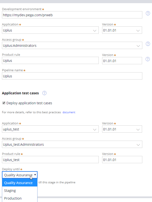 pipeline settings