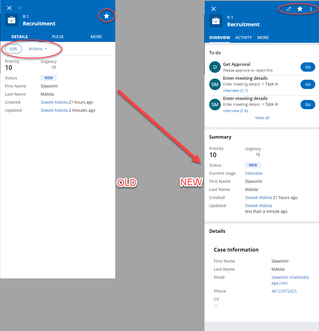 Overview of changes in preview panel