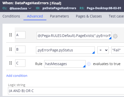 pxDataPageHasErrors When rule implementation (8.3)