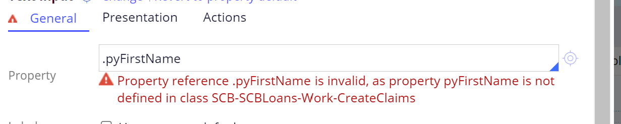 .pyFirstName IS not context its showing when i am using in the property Value In Section