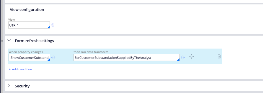 Form refresh settingconstellation view