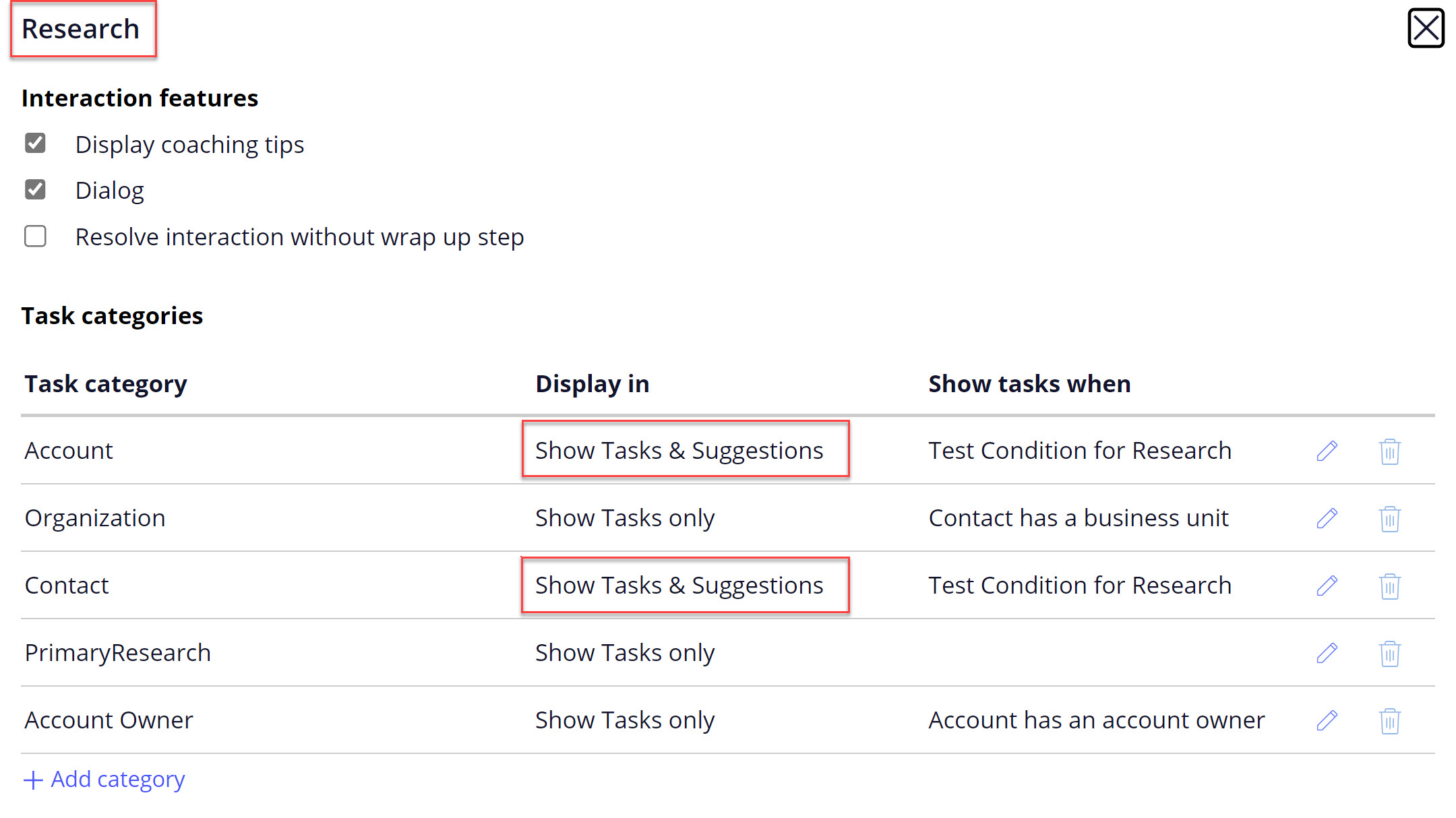 Research interaction configuration