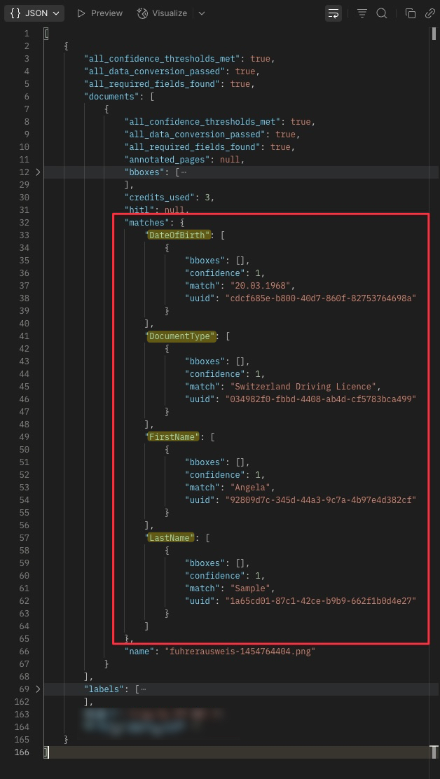 dynamic response JSON