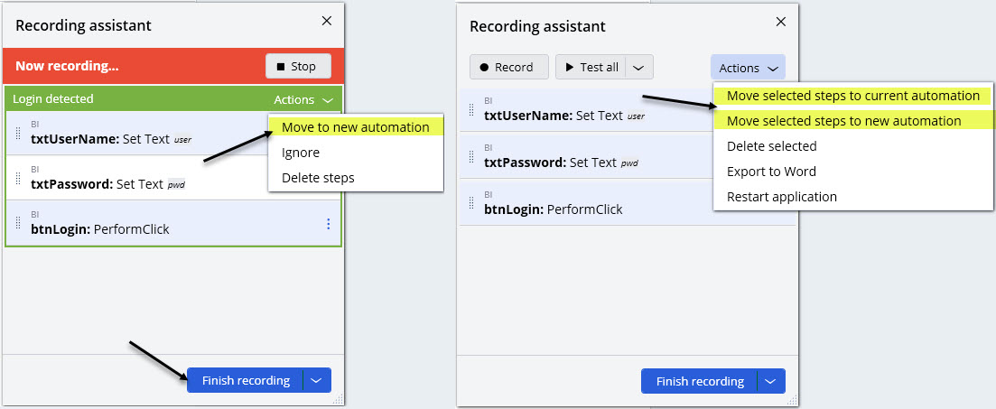 Save recorded steps