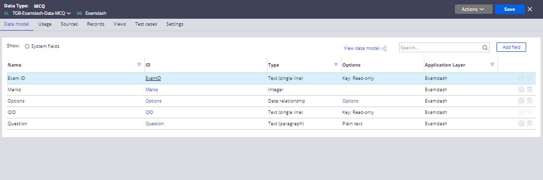 MCQ data type