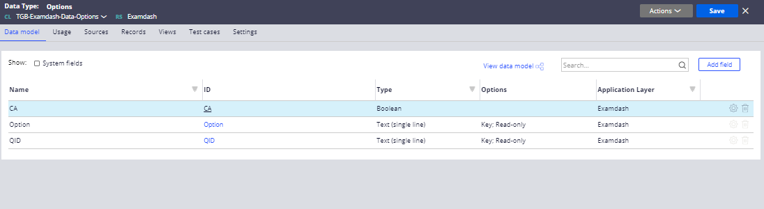 Options data type