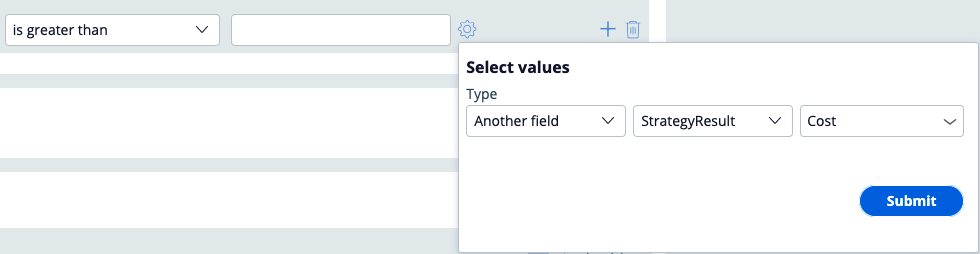 example screenshot of select values overlay