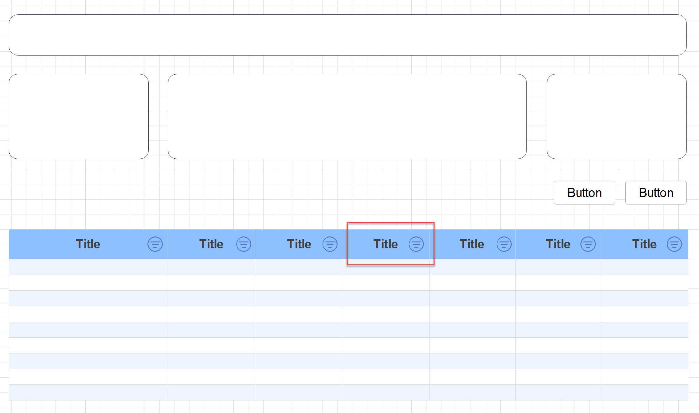 UI with table and column filters