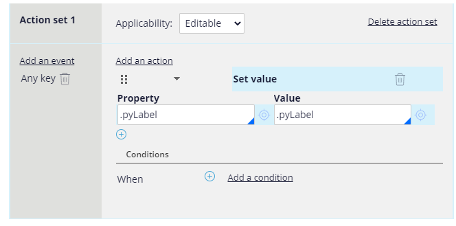 Set the property pyLabel with a value from itself