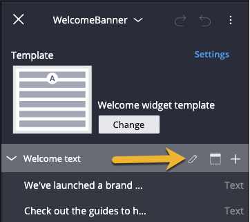  pencil icon in the Welcome text region