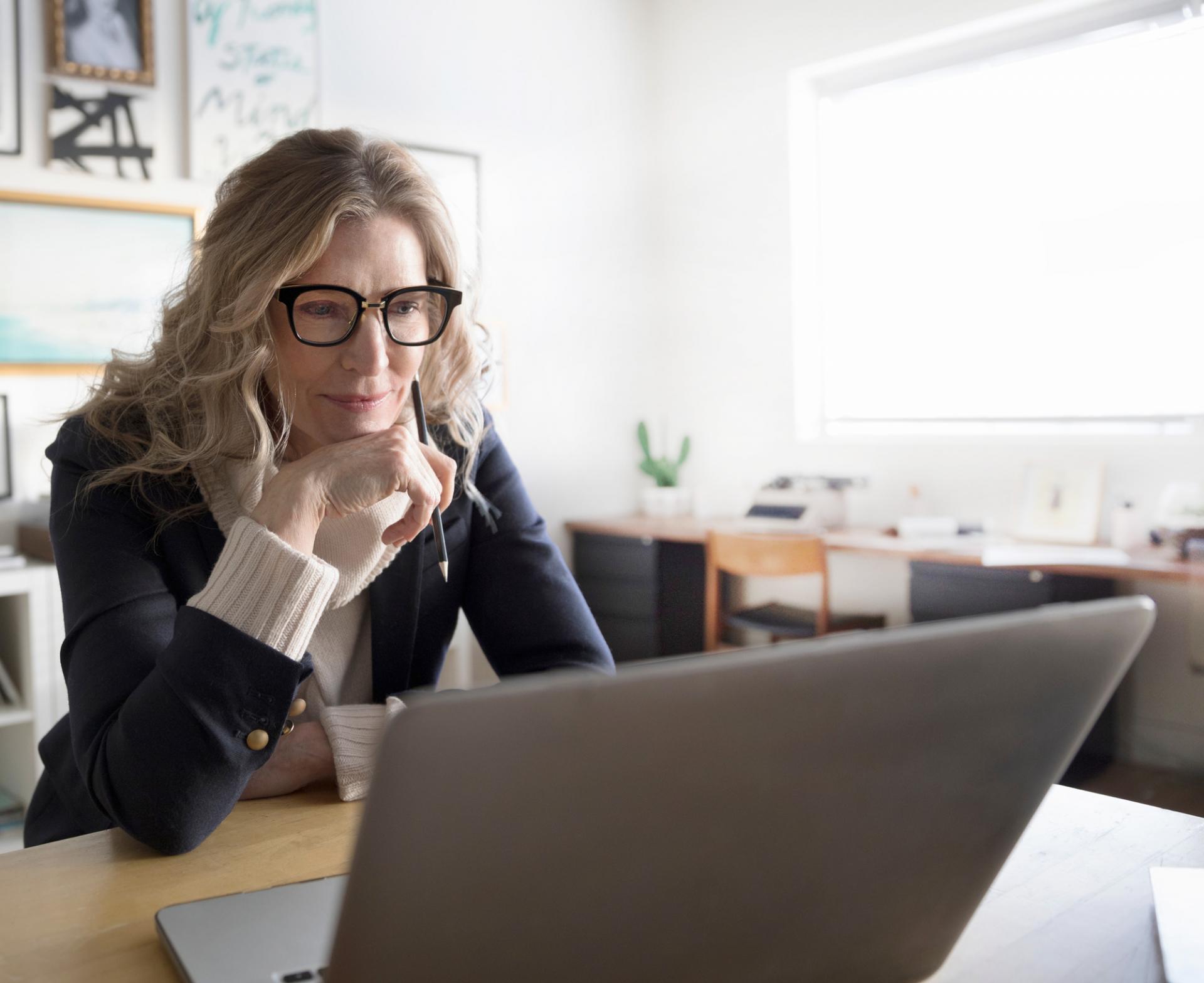 woman reviewing content