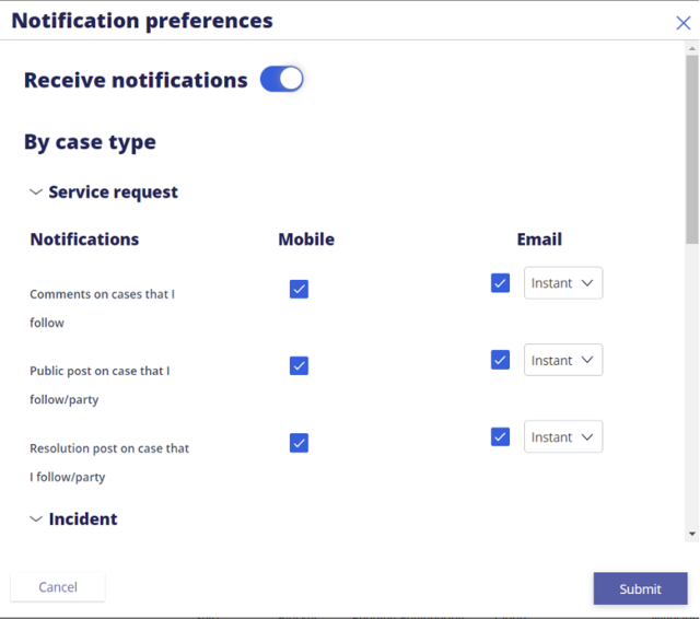 MSP Notification Preferences